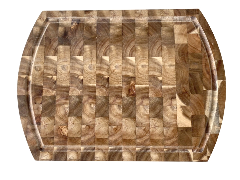 Refined Acacia Wood End Grain Cutting Board with Juice Groove